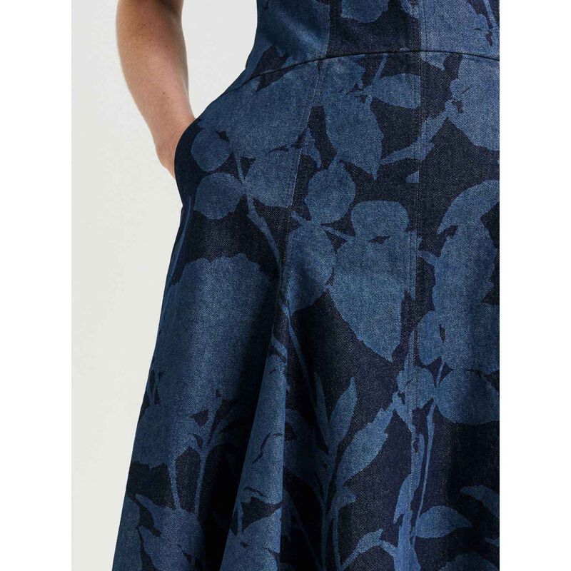 Veronika Maine Shadow Floral Denim Midi Dress image number 2